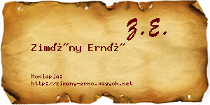 Zimány Ernő névjegykártya